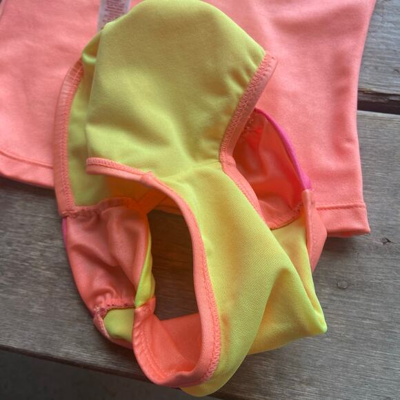 Justice Girl Tankini‎ Swimsuit Bathing Suit Bikini Neon Orange Yellow Pink Bling - Picture 4 of 6